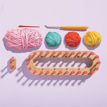 Load image into Gallery viewer, Bright Stripes - Nimble Knitter Adjustable Loom: Make a Hat, Bag &amp; Scrunchie!