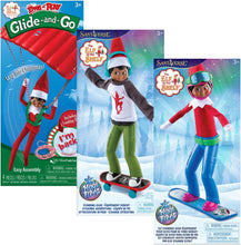 Load image into Gallery viewer, The Elf on The Shelf Action Set: Magi-Freez Swish and Sleigh Snowboarder, Magi-Freez Holly Jolly Skateboarder &amp; Glide n' Go Glider