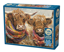 Load image into Gallery viewer, Cobble Hill 500 Piece Jigsaw Puzzle - BRRR! Highland Cows (Poster Included)