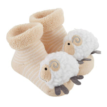 Load image into Gallery viewer, Stephan Baby Rattle Socks, Stripey Cream and White Lambs, Fits 3-12 Months