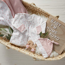 Load image into Gallery viewer, Stephan Baby Snap-Front Gown - Pink Hearts &amp; Stripes, Newborn