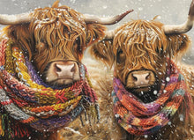 Load image into Gallery viewer, Cobble Hill 500 Piece Jigsaw Puzzle - BRRR! Highland Cows (Poster Included)