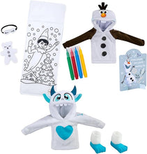 Load image into Gallery viewer, The Elf on the Shelf - Claus Couture Set of 3: Frozen's Warm Hugs Olaf Hoodie, DIY Sleeping Bag &amp; Yeti Hoodie