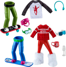 Load image into Gallery viewer, The Elf on the Shelf: MagiFreez Active Set - ElfieGram Ski Set, Holly Jolly Skateboarder &amp; Swish and Sleigh Snowboarder