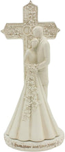 Load image into Gallery viewer, Avalon Gallery Couple with Cross and Wedding Rings 2-Piece Wedding Cake Topper, 7"