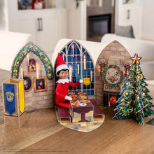 Load image into Gallery viewer, The Elf on the Shelf - Harry Potter Bundle: Hogwarts House Robe Set, Gryffindor PJs &amp; Great Hall Pop-Up Props (Scout Elf Not Included)