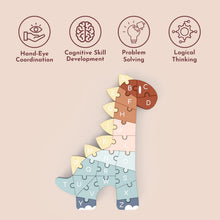Load image into Gallery viewer, Speedy Monkey - Wooden ABC Dino Puzzle