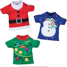 Load image into Gallery viewer, The Elf on the Shelf – Claus Couture Christmas T-Shirt Party Pack, 3 Festive Tees &amp; Keepsake Suitcase