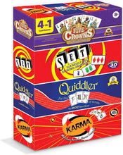 Load image into Gallery viewer, Playmonster 4-in-1 Card Game Bundle: Five Crowns, Set, Quiddler &amp; Karma