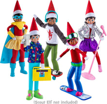Load image into Gallery viewer, The Elf on The Shelf - Magi-Freez Complete Set: Polar Power Hero, Swish &amp; Sleigh Snowboarder, Pop Star, Holly Jolly Ollie Skateboarder &amp; Retro Rad ’80s Gear