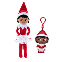 Load image into Gallery viewer, The Elf on the Shelf - Plushee Pals Snuggler 12" &amp; Mini Clip-On Plush Bundle: Girl, Dark Tone
