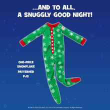 Load image into Gallery viewer, The Elf on the Shelf Claus Couture Snowflake Snuggle Onesie PJs – Cozy Pajamas For Your Scout Elf - Includes Green Snowflake printed Onesie