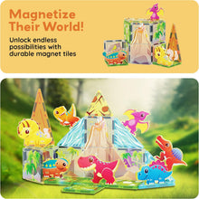 Load image into Gallery viewer, PicassoTiles - Magnetic Tile Construction Blocks: DINOS