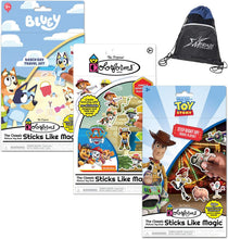 Load image into Gallery viewer, Colorforms Travel Day Set: Bluey, Toy Story, and Paw Patrol with Exclusive Drawstring Bag