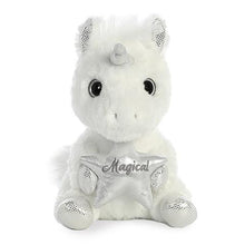 Load image into Gallery viewer, Aurora Holiday Magical Unicorn 9" Plush, White and Silver, Soft and Shiny