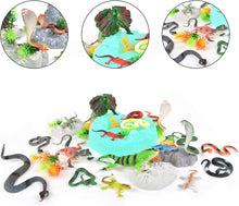 Load image into Gallery viewer, Reptile Figure Play Bucket – 43 Assorted Lizards and Educational Accessories Toy Play Set