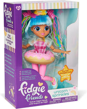 Load image into Gallery viewer, Fidgie Friends Unicorn Sprinkles – Stretchy Noodle Hair with Slow Foam Donut Skirt