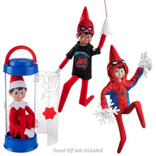 Load image into Gallery viewer, The Elf on the Shelf - Spider-Man Set: Scout Elf Carrier, Hoodie, Superfan Props &amp; Plushee Pal Boy Clip-On