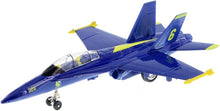 Load image into Gallery viewer, United States Navy Blue Angels F/A-18 Super Hornet Fighter Jet Die-Cast Toy with Pullback Action