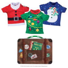 Load image into Gallery viewer, The Elf on the Shelf Claus Couture Suitcase Duo: Sweet Treats Pack and Christmas T-Shirt Party Pack