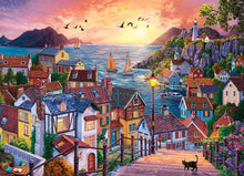 Load image into Gallery viewer, Cobble Hill 1,000 Piece Jigsaw Puzzle - Coastal Town at Sunset (Poster Included)