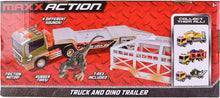 Load image into Gallery viewer, Maxx Action Long Haul Dinosaur Transport Truck &amp; Trailer