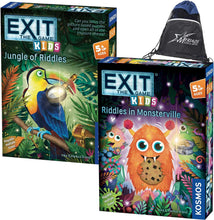Load image into Gallery viewer, Exit: The Game Kids Bundle - Riddles in Monsterville and Jungle of Riddles with Exclusive Drawstring Bag
