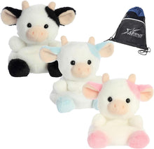 Load image into Gallery viewer, Aurora Palm Pals Cute Cows Bundle: Sweetie, Skyla Blueberry &amp; Belle Strawberry Cow