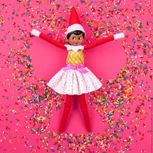 Load image into Gallery viewer, Elf on The Shelf Claus Couture New 2023 Set of 5: Tree Farm PJs, Ice Cream Party Dress, Polar Power Hero Set, Retro Rad '80s Gear, and Cool Kicks Sneaker Trio with Exclusive Joy Bag