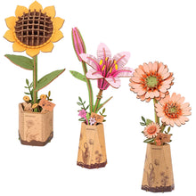 Load image into Gallery viewer, Rowood - Wooden Bloom Craft Kit, Set of 3: Sunflower, Lily &amp; Gerbera Daisy