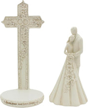 Load image into Gallery viewer, Avalon Gallery Couple with Cross and Wedding Rings 2-Piece Wedding Cake Topper, 7"
