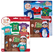 Load image into Gallery viewer, The Elf on the Shelf Claus Couture Suitcase Duo: Sweet Treats Pack and Christmas T-Shirt Party Pack