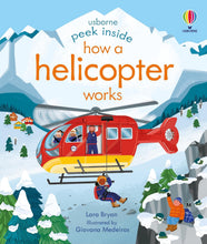 Load image into Gallery viewer, Usborne Peek Inside Board Book - How a Helicopter Works