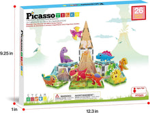 Load image into Gallery viewer, PicassoTiles - Magnetic Tile Construction Blocks: DINOS