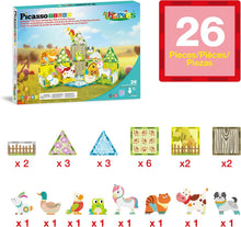 Load image into Gallery viewer, PicassoTiles - Magnetic Tile Construction Blocks: FARM ANIMALS