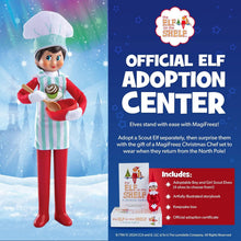 Load image into Gallery viewer, The Elf on the Shelf MagiFreez Christmas Chef Set for Your Scout Elf - Includes Magical Standing Pants, elf- Sized Chef’s hat and Apron, Bowl and Spoon and Flour and Sugar Boxes.