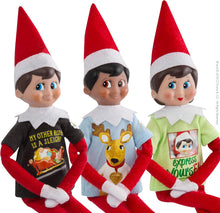 Load image into Gallery viewer, The Elf on the Shelf Clothing Set - 3 Tshirt Value Pack and Carrying Case - Three Stylish Tees for Boy Elf or Girl Elf