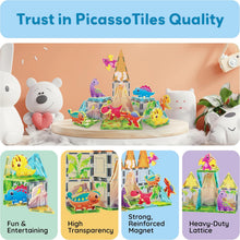 Load image into Gallery viewer, PicassoTiles - Magnetic Tile Construction Blocks: DINOS