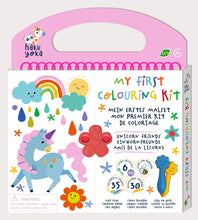 Load image into Gallery viewer, Haku Yoka Unicorn Friends My First Colouring Kit On The Go Colouring Kit with 6 Smile Beeswax Crayons