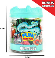 Load image into Gallery viewer, Reptile Figure Play Bucket – 43 Assorted Lizards and Educational Accessories Toy Play Set