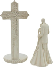 Load image into Gallery viewer, Avalon Gallery Couple with Cross and Wedding Rings 2-Piece Wedding Cake Topper, 7"