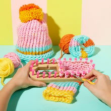 Load image into Gallery viewer, Bright Stripes - Nimble Knitter Adjustable Loom: Make a Hat, Bag &amp; Scrunchie!