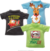 Load image into Gallery viewer, The Elf on the Shelf Clothing Set - 3 Tshirt Value Pack and Carrying Case - Three Stylish Tees for Boy Elf or Girl Elf