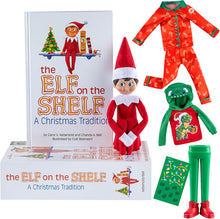 Load image into Gallery viewer, The Elf on the Shelf: Scout Elf Boy, Magi-Freez Dashing Dino Hoodie &amp; Classic Candy Cane PJs