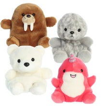 Load image into Gallery viewer, Aurora Palm Pals Polar Bundle: Marina Harbor Seal, Nia Narwhal, Puck Polar Bear, and Waldo Walrus