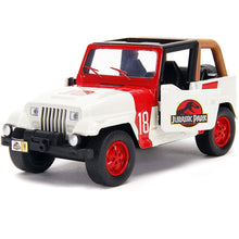 Load image into Gallery viewer, Jurassic Park Jeep Wrangler Die-Cast Car 1:32 Scale with Pullback Action
