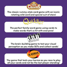 Load image into Gallery viewer, Playmonster 4-in-1 Card Game Bundle: Five Crowns, Set, Quiddler &amp; Karma