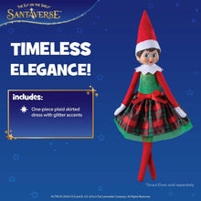 Load image into Gallery viewer, The Elf on the Shelf Claus Couture Gifts and Glamour Party Dress for Your Scout Elf - Includes Timeless Red and Green Plaid Party Dress with Sparkly Green Bodice
