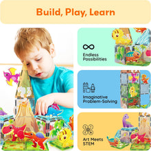 Load image into Gallery viewer, PicassoTiles - Magnetic Tile Construction Blocks: DINOS