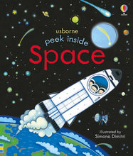 Load image into Gallery viewer, Usborne Peek Inside Touch-and-Feel Board Book: SPACE